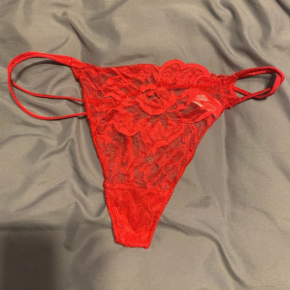 Victoria’s Secret red lace g-string